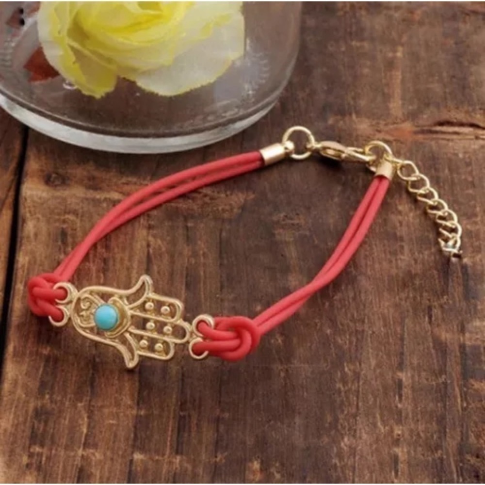 NWT🧿Hamsa Evil Eye Lucky Boho Gold Bead Nracelet - Picture 4 of 8